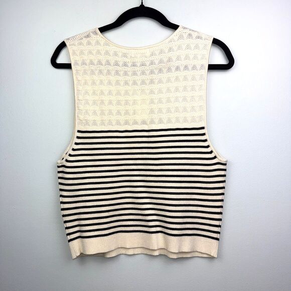 NWT Maeve Anthropologie Morgan Sweater Tank Knit Sleeveless Top Ivory Striped XL - Picture 5 of 11